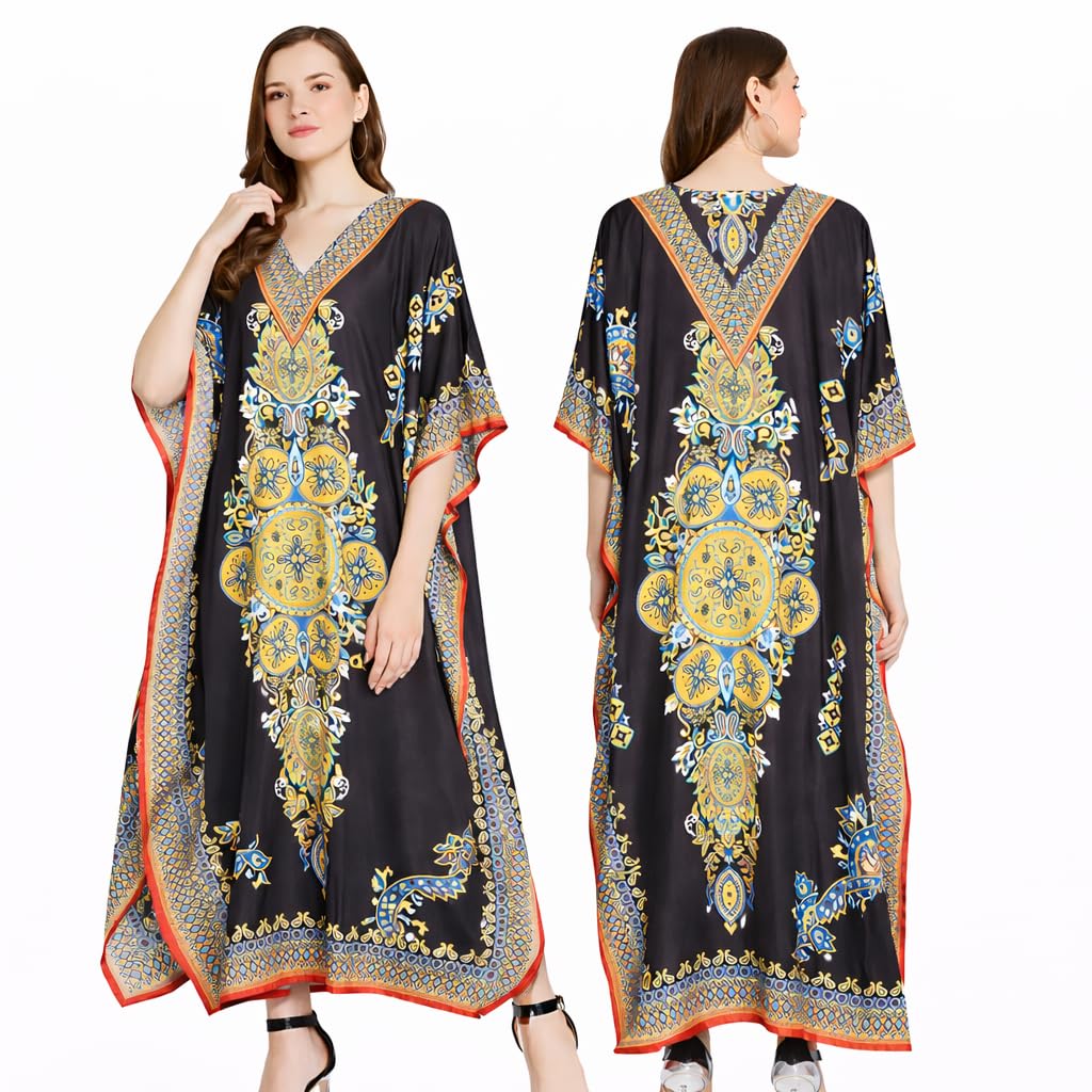 Women Long Maxi Plus Size Polyester Kaftan Caftan Gown Beach Party Casual Dress Swimwear Cover Up Lounge Resort Wear