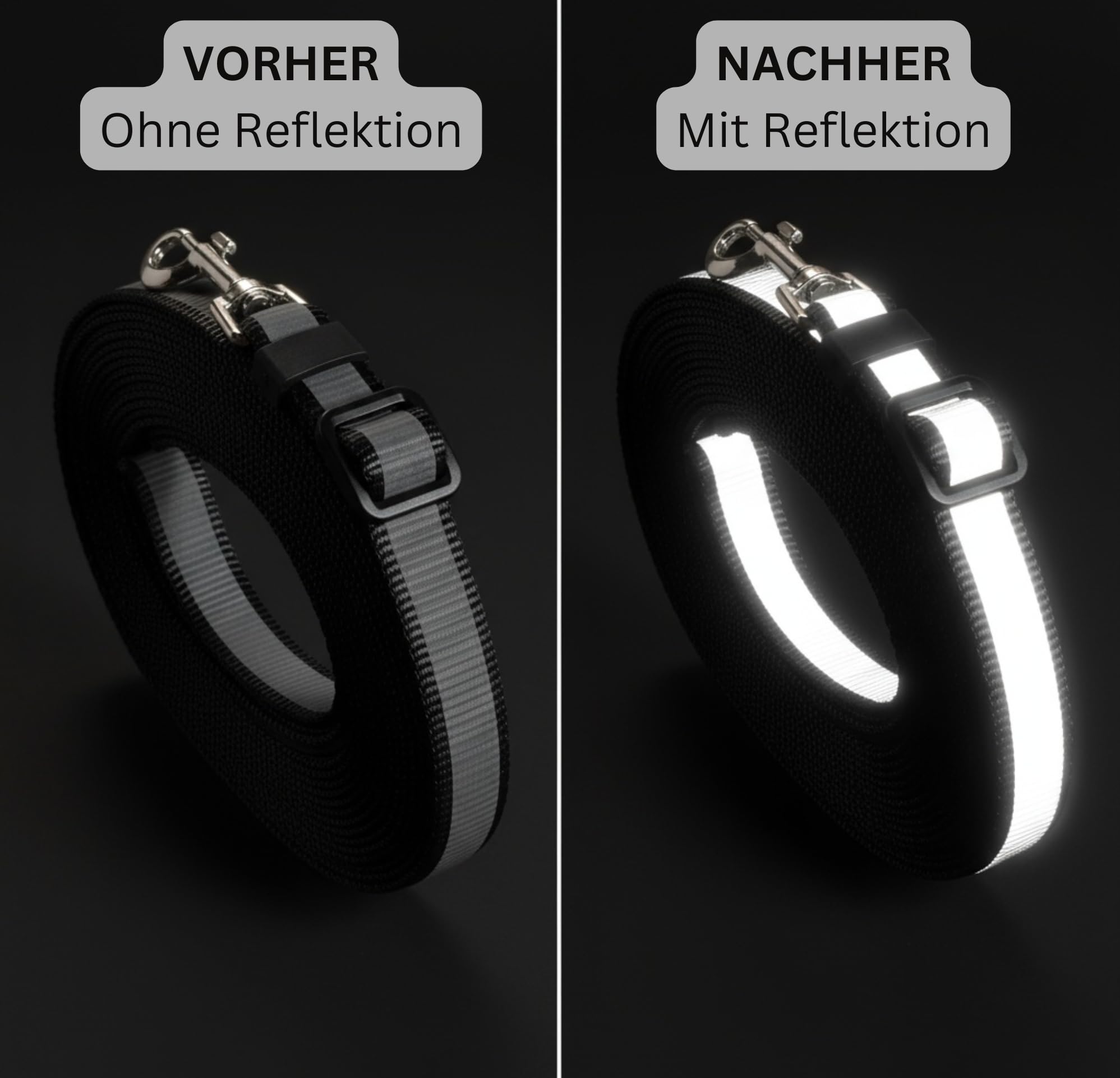 Beroni® Katzenleine lang 3m, 5m stark reflektierend stufenlos verstellbar, Leine für Katzen schwarz für Halsband und Katzengeschirr Balkon, Garten und Auto (5 Meter)