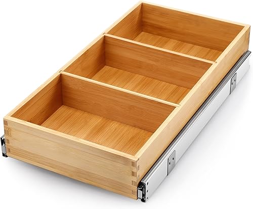 Miniatura 6 de Fabsome Organizador de cajones de armario extraíble para cocina, organizador deslizante de madera de bambú, estante deslizante para despensa,