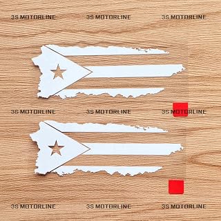 (2) 4'' Puerto Rico Flag Map Outline PR Decal Sticker Car Vinyl White sda1