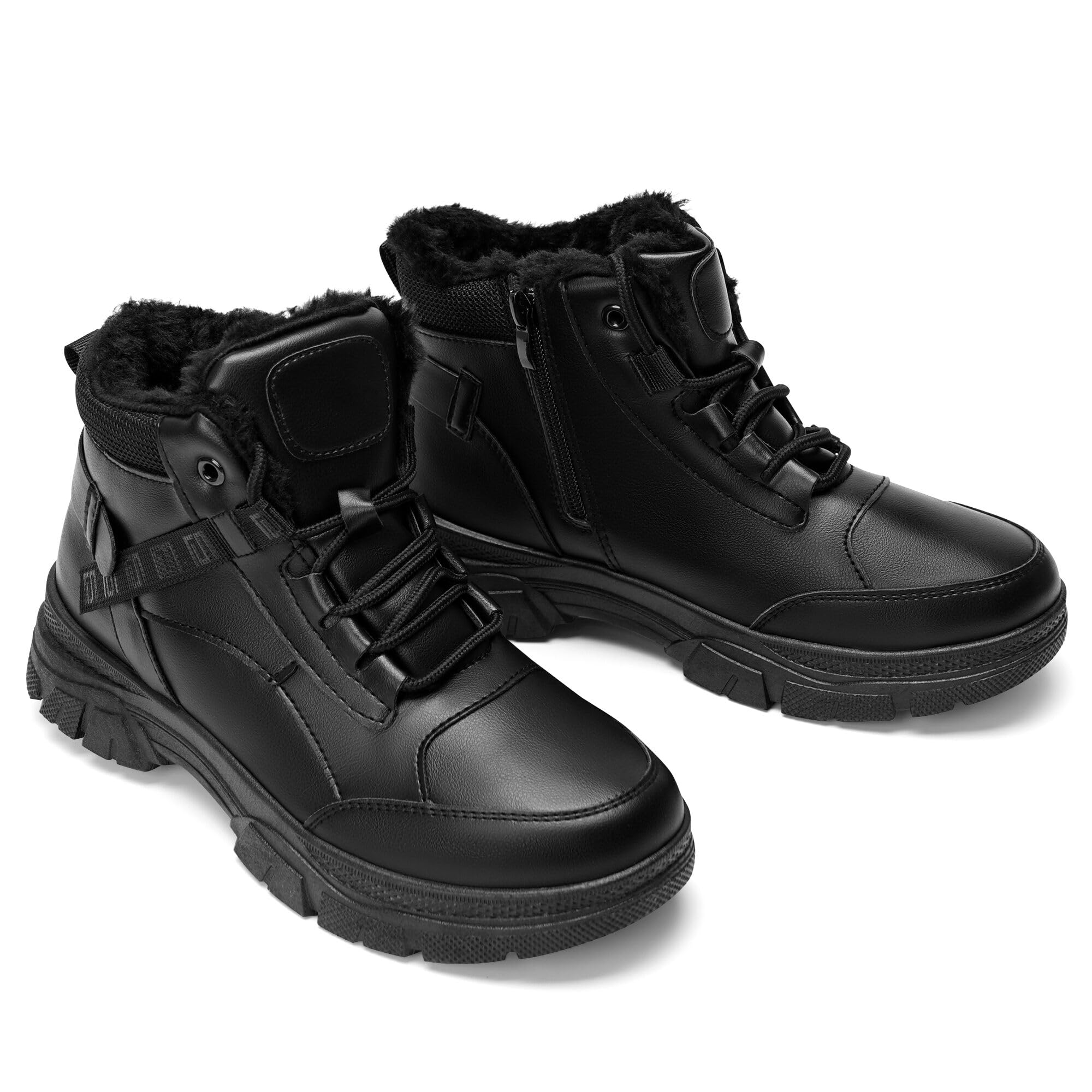 GLAMORA Botas de Nieve para Mujer, Botines de Invierno Impermeables con Forro de Pelo, Plataforma, Suela de Goma Antideslizante, Cremallera Lateral, Cordones y Suela Gruesa