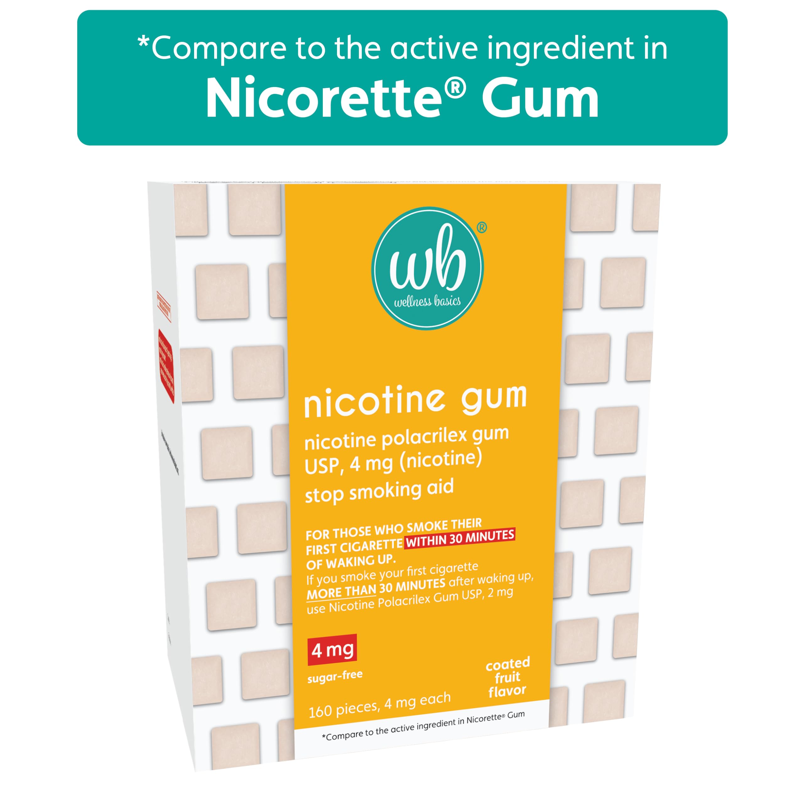 Amazon.com: Wellness Basics Nicotine Gum 4mg | Stop-Smoking Aid | Fruit  Flavor | 160 Count