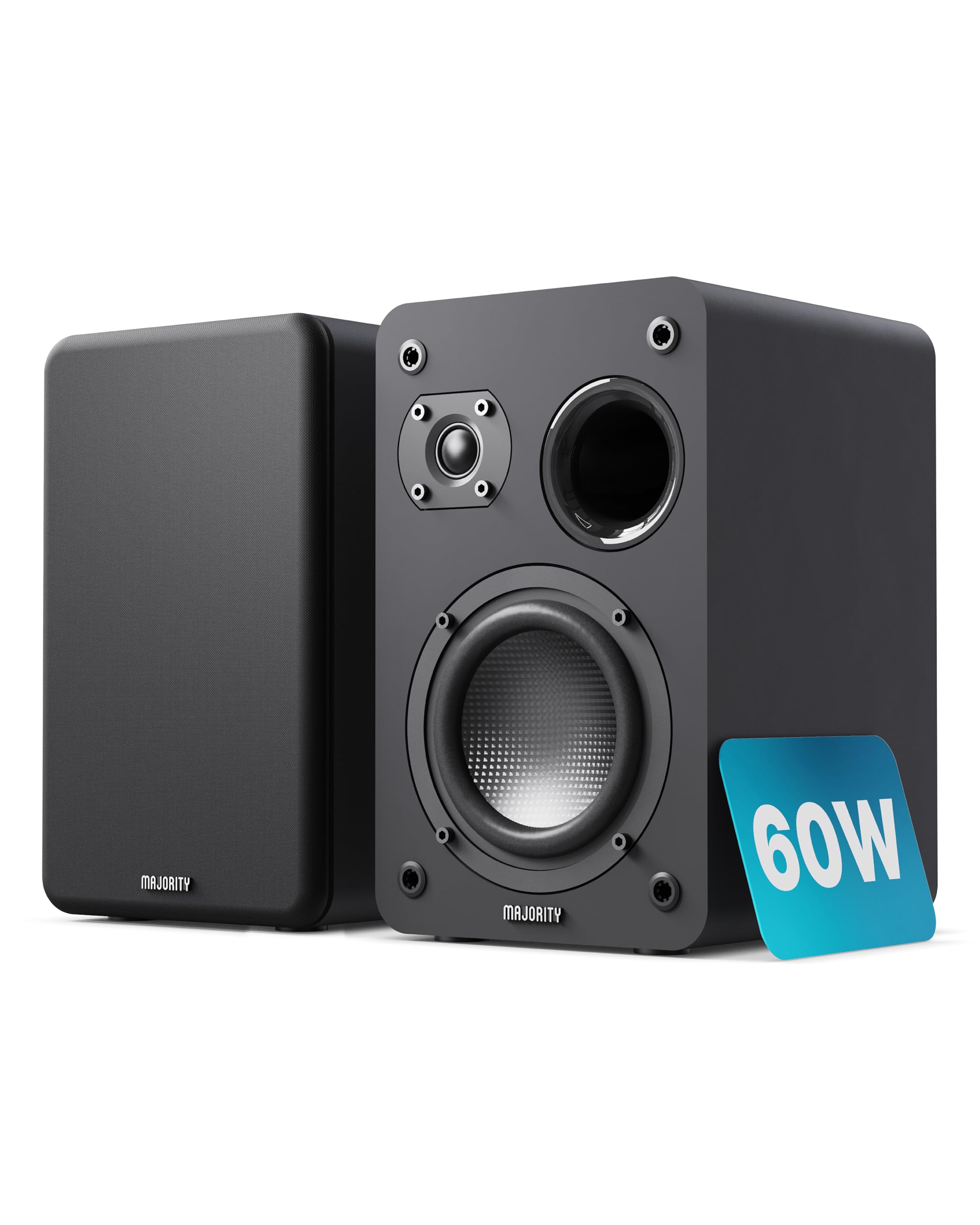 MAJORITY D70X Altavoces Pasivos HiFi | 2 x 30W Monitores Estudio | Altavoz Pasivo Impedancia de 6Ω y Respuesta de Frecuencia de 40 Hz-20 kHz | Altavoces Duales con Conos de Fibra de Carbono (Negro)