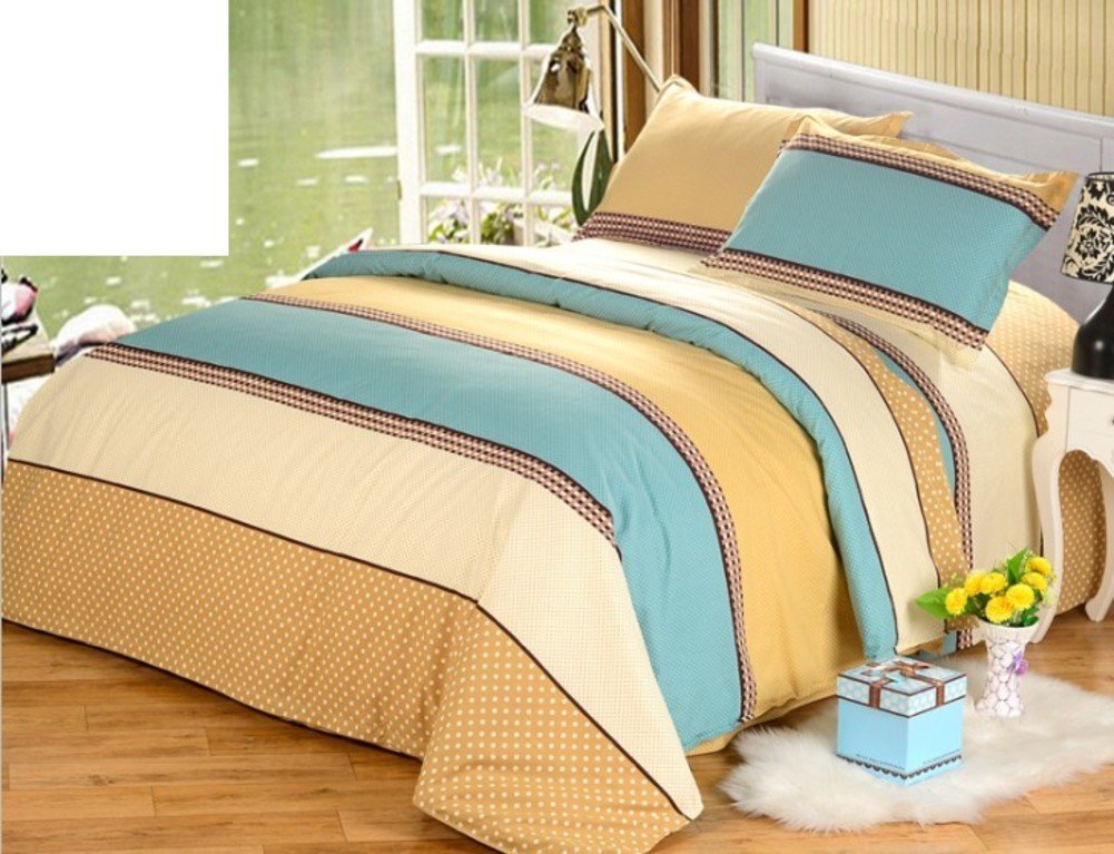 Style pastoral imprimé feuilles de Vichy drap épais anti-plis pour lit une place
