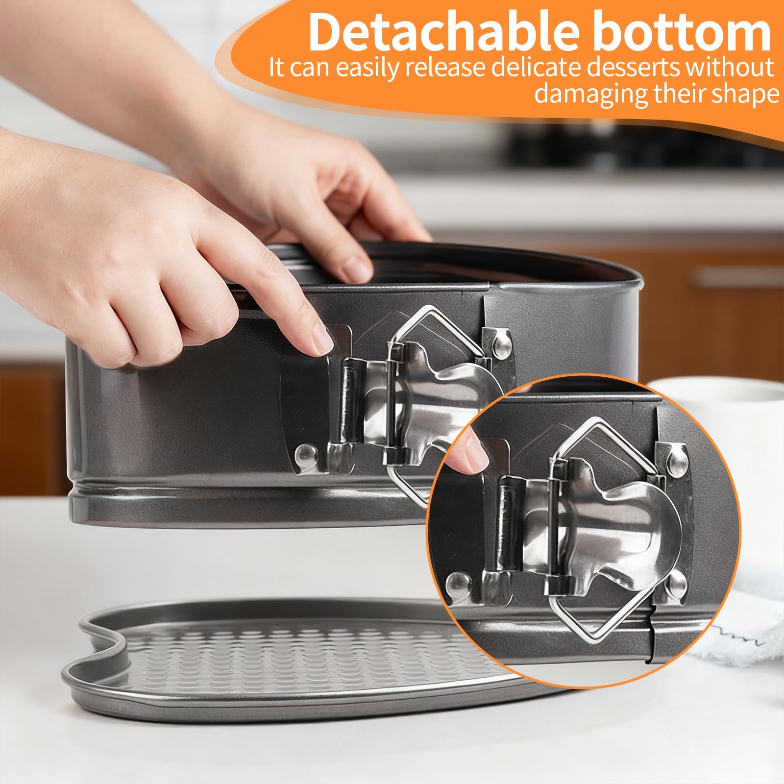 Zestaw foremek do pieczenia, czarna, metaliczna, forma do pieczenia w kształcie serca, szczelna, nieprzywierająca, z płaskim dnem, 20/22/24 cm, zdejmowana forma do pieczenia