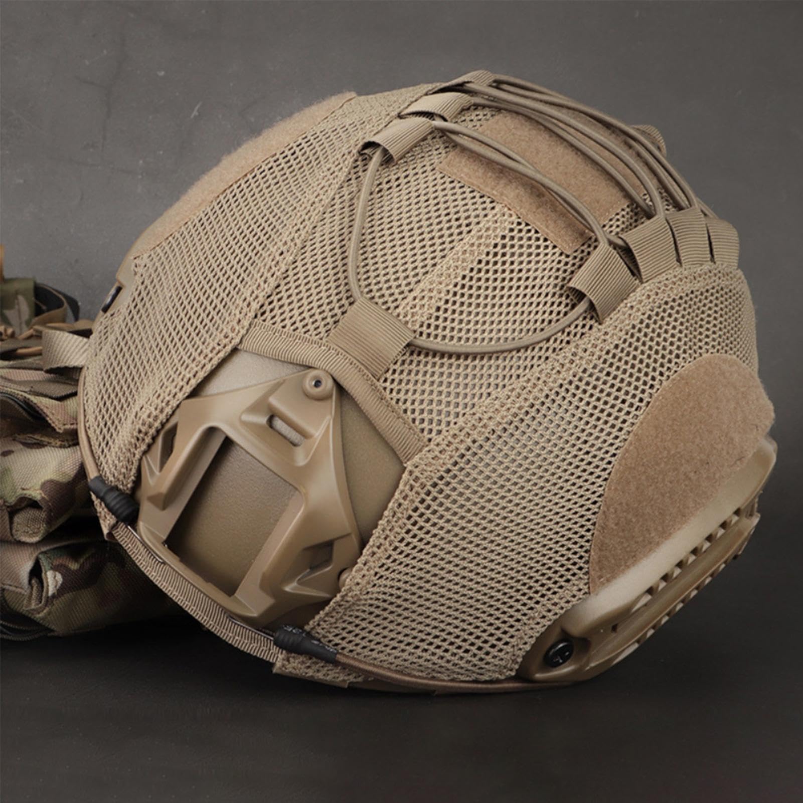 Housse de casque en maille pour airsoft – Housse de casque tactique en nylon pour BJ/PJ/MH Fast – Airsoft en plein air Paintball Tactique Équipement de protection du corps Équipement de chasse