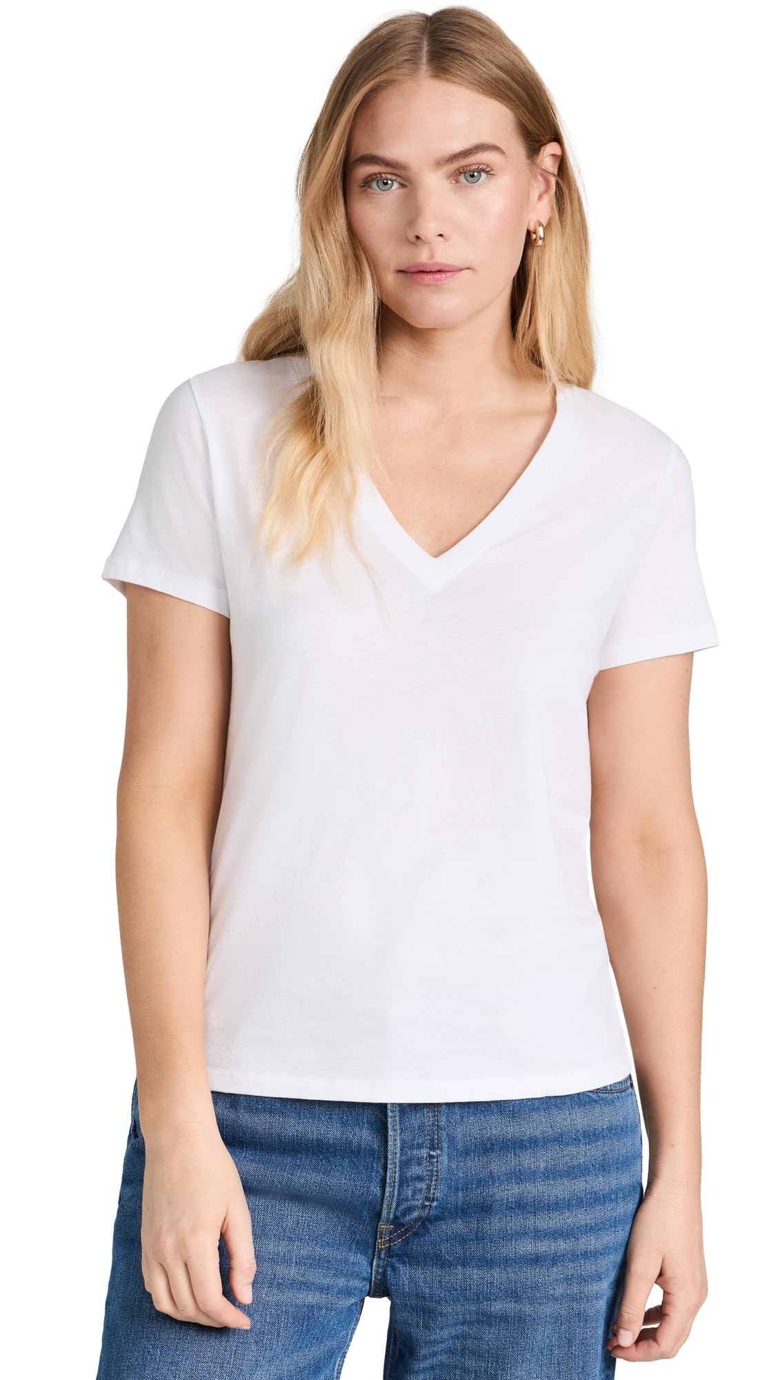 Vince Women's Essential V-Neck, Optic White, Medium