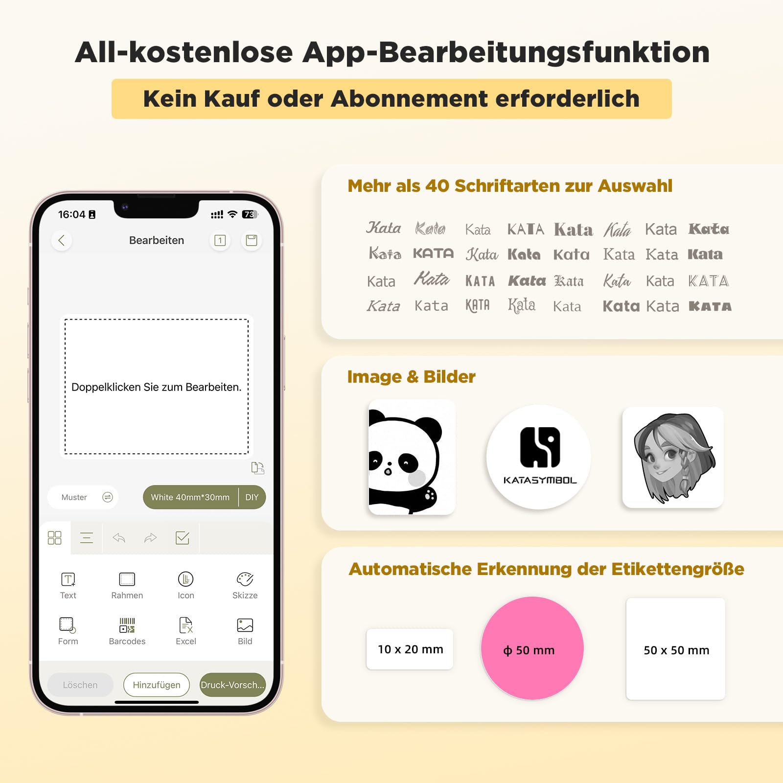 SUPVAN T50M Pro Etikettendrucker Bluetooth mit wasserfeste breite Etiketten, Handys- und PC-kompatibel, für Einzelhandel, Büro, Organisation, Schule und Zuhause