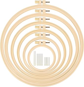 Caydo 6 Pieces Embroidery Hoops 3 Inch to 10 Inch Cross Stitch Hoop Small Embroidery Hoop with 16 Pieces Needles for Embroidery, Punch Needle, Craft Sewing and Ornaments