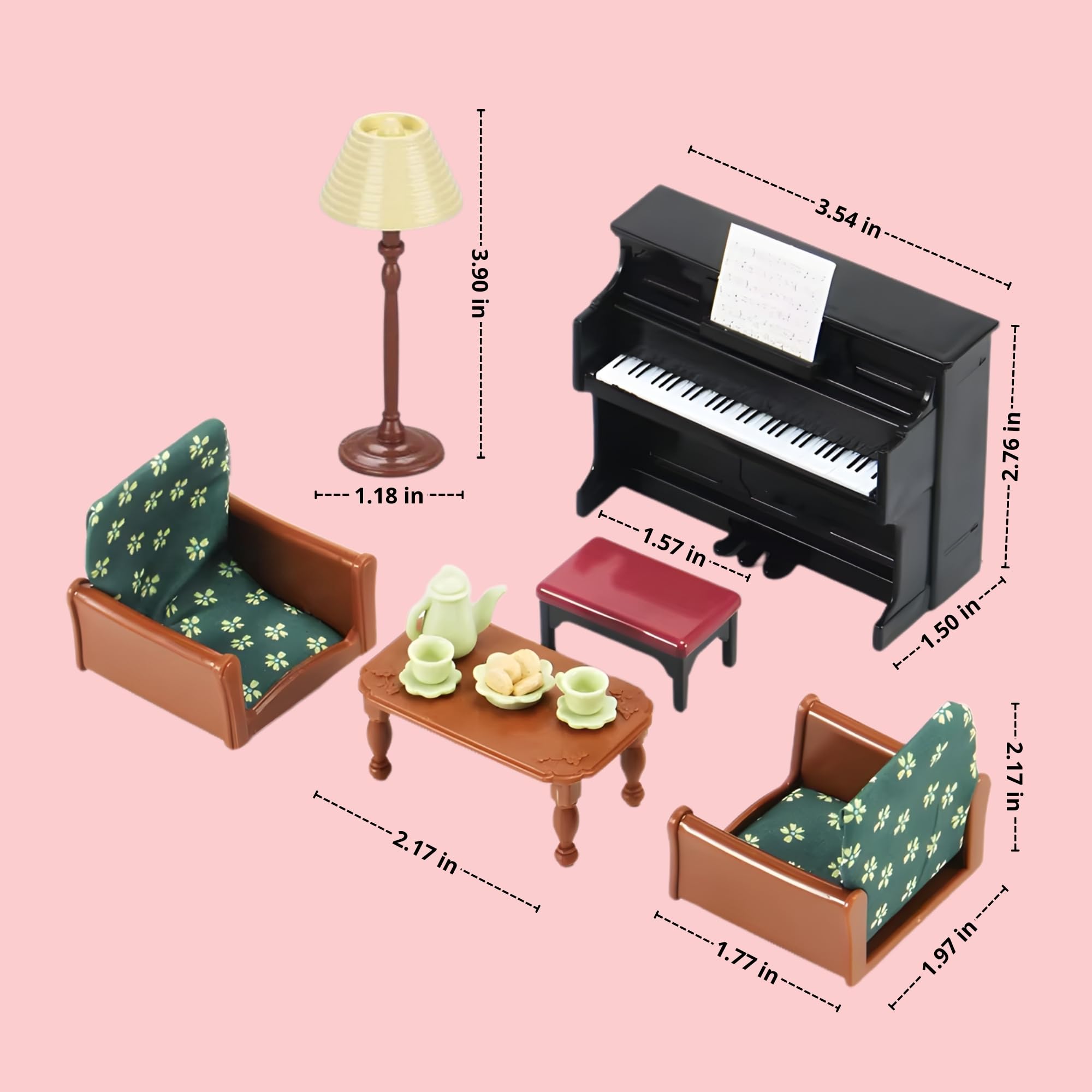 Amazon.com: OLEOCA Family Dollhouse Living Room Set — Piano with