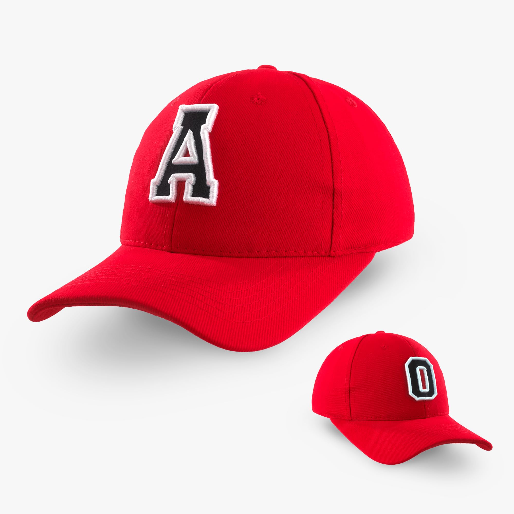 4sold Ragazzo Ragazza 3D Ricamo Alfabeto Bambini Scuola A-Z Regolabile Berretto Da Baseball Rosso Nero Lettera Caps Bambini Cappello Sport