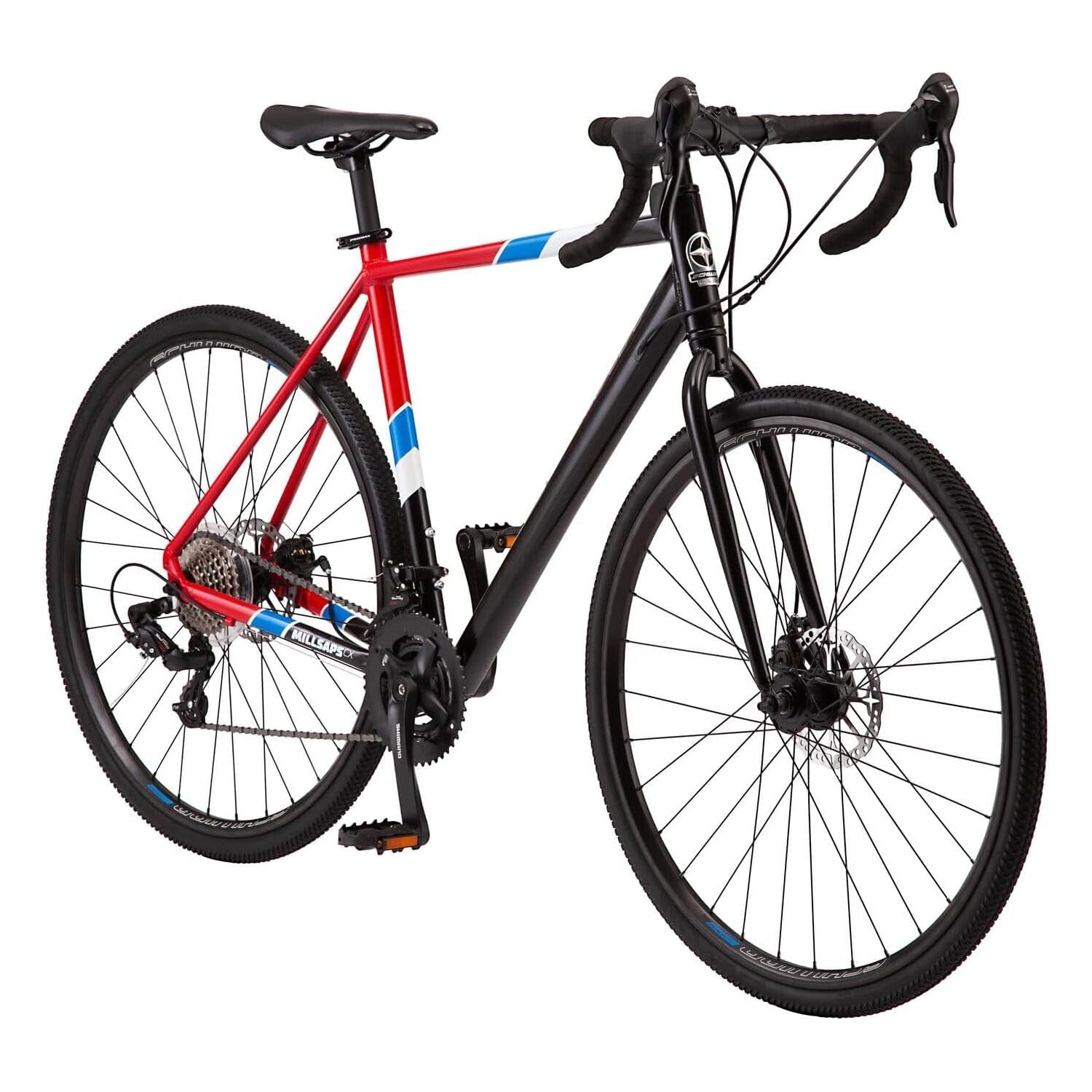 Schwinn Millsaps Road Bike, 700c Wheels, 14 speeds, Black/red, Cyclocross