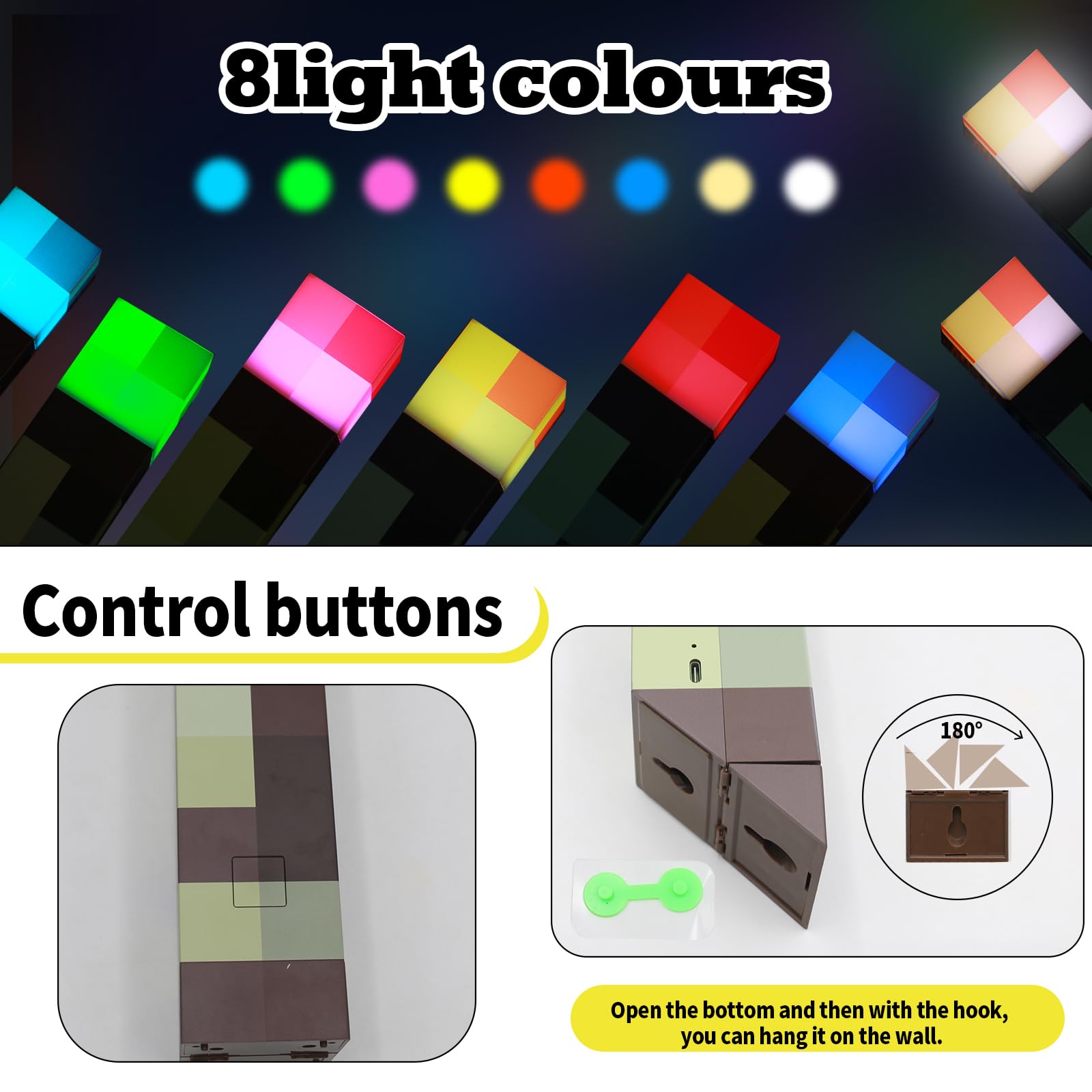 Wall Fackel Nachtlicht 28cm Craft Fackel Lampe mit Timer Fernsteuerbar 8 Farben Autochromatisch, Wiederaufladbar 3D Torch Lamp Nachttischlampe Kinder für Kinderzimmer Wohnzimmer Gaming Room Study Room