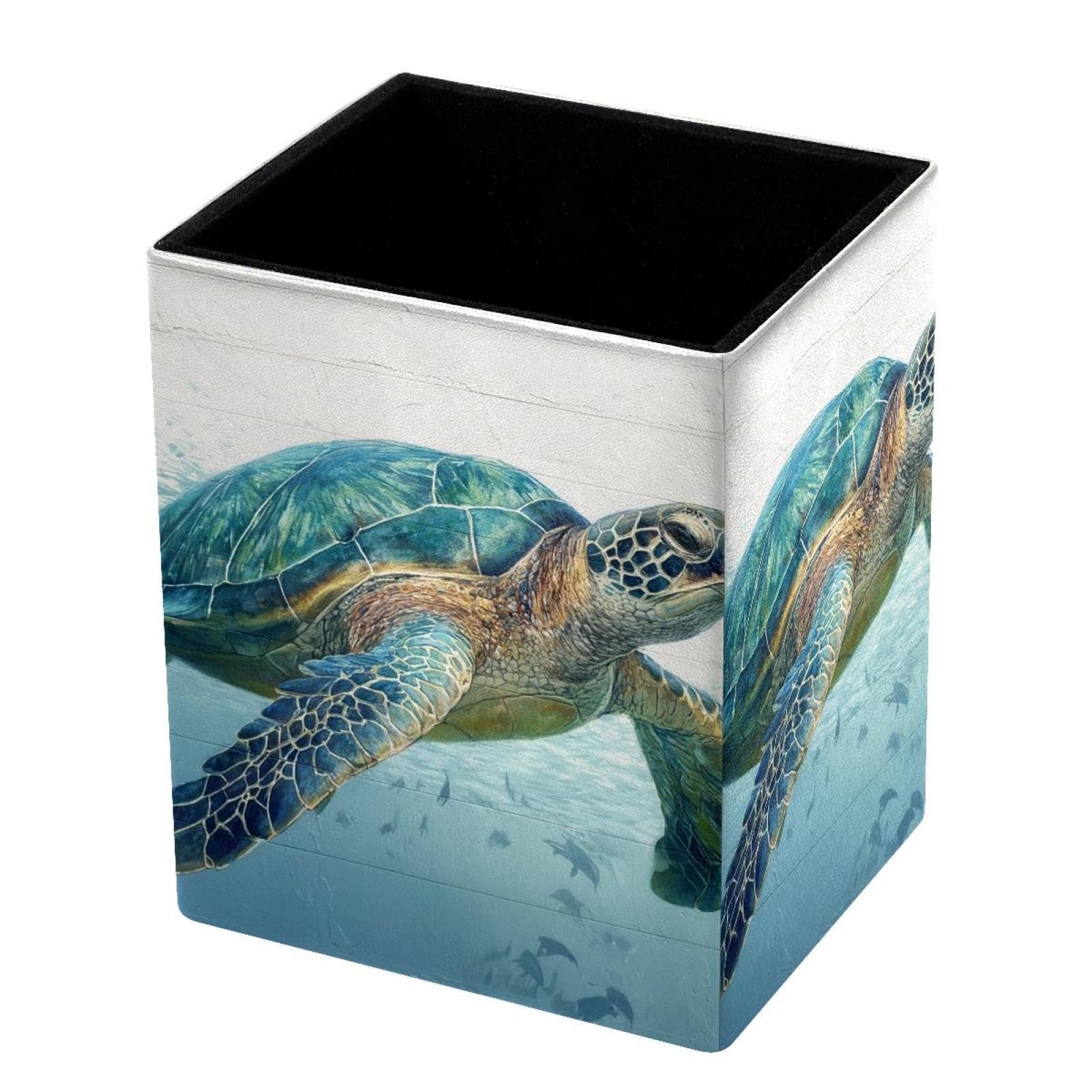 VAPOKF Pencil Holders for Desk, Sea Turtle Printed Pen Holders Pen Pot Makeup Brushes Storage Desktop Stationery Supplies Organiser for Home Office