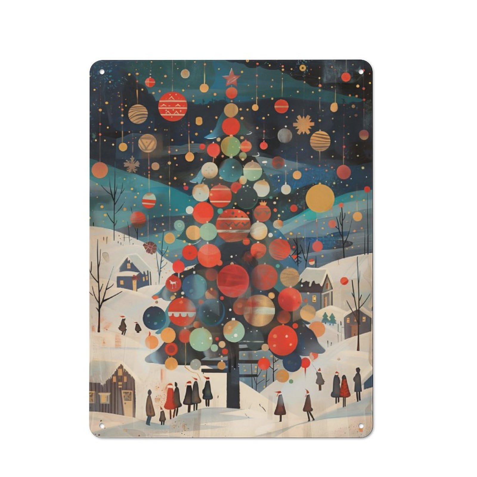Junmoney Christmas07 Metal Plaque 40X30cm With For Garage Wall, Vintage Decor, For Vintage Wall Decor Fans, For Metal Sign Collectors