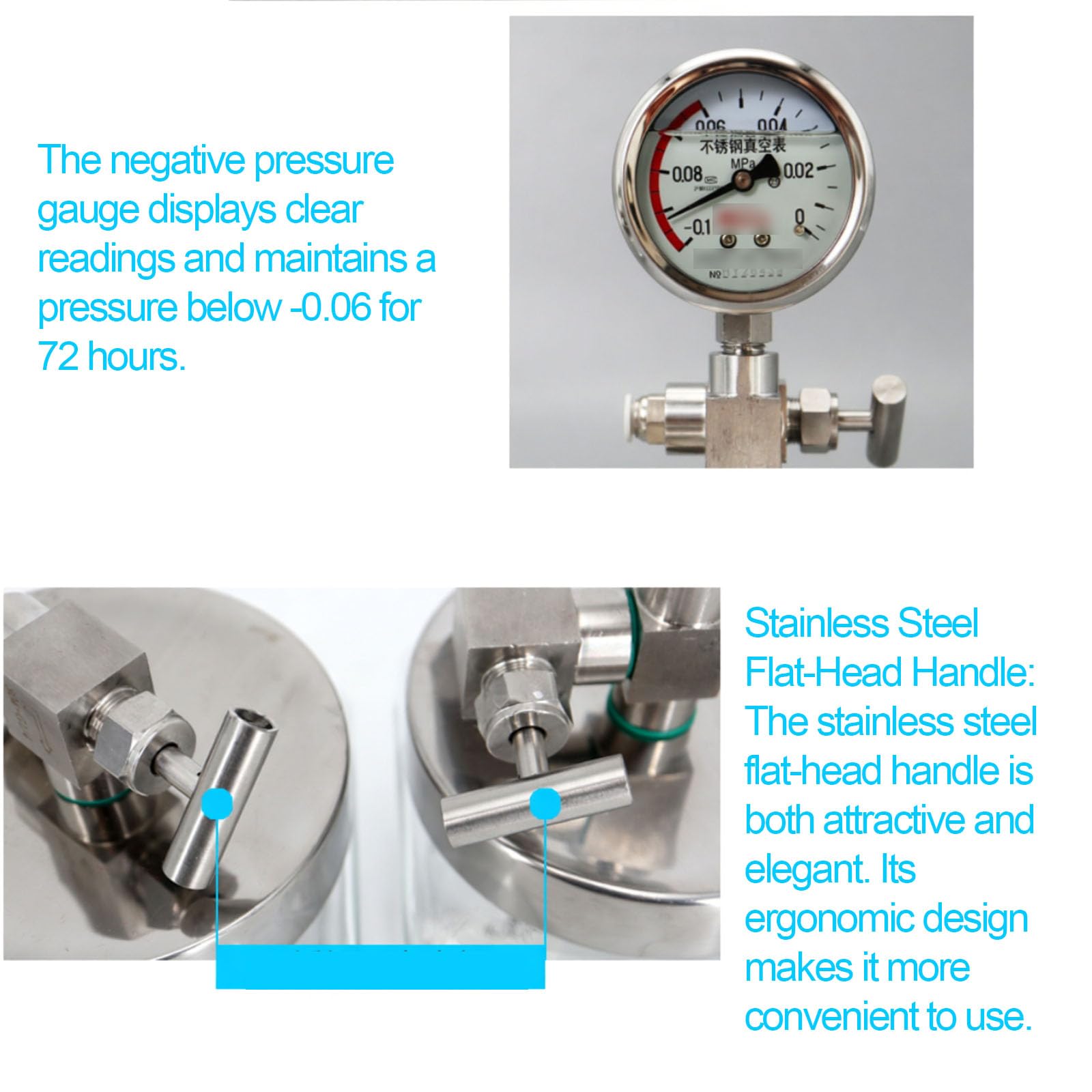 Cámara De Vacío De Vidrio para Laboratorio, Cámara De Desgasificación Al Vacío con Manómetro De Presión Negativa, Mini Secador Portátil, Tanques De Almacenamiento 500ml