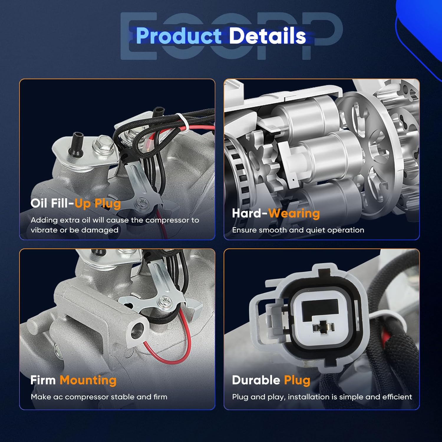 ECCPP AC Compressor 2002-2006 for Honda CR-V CRV 2.4L AC Compressor with Clutch Rapid Cooling HS110R