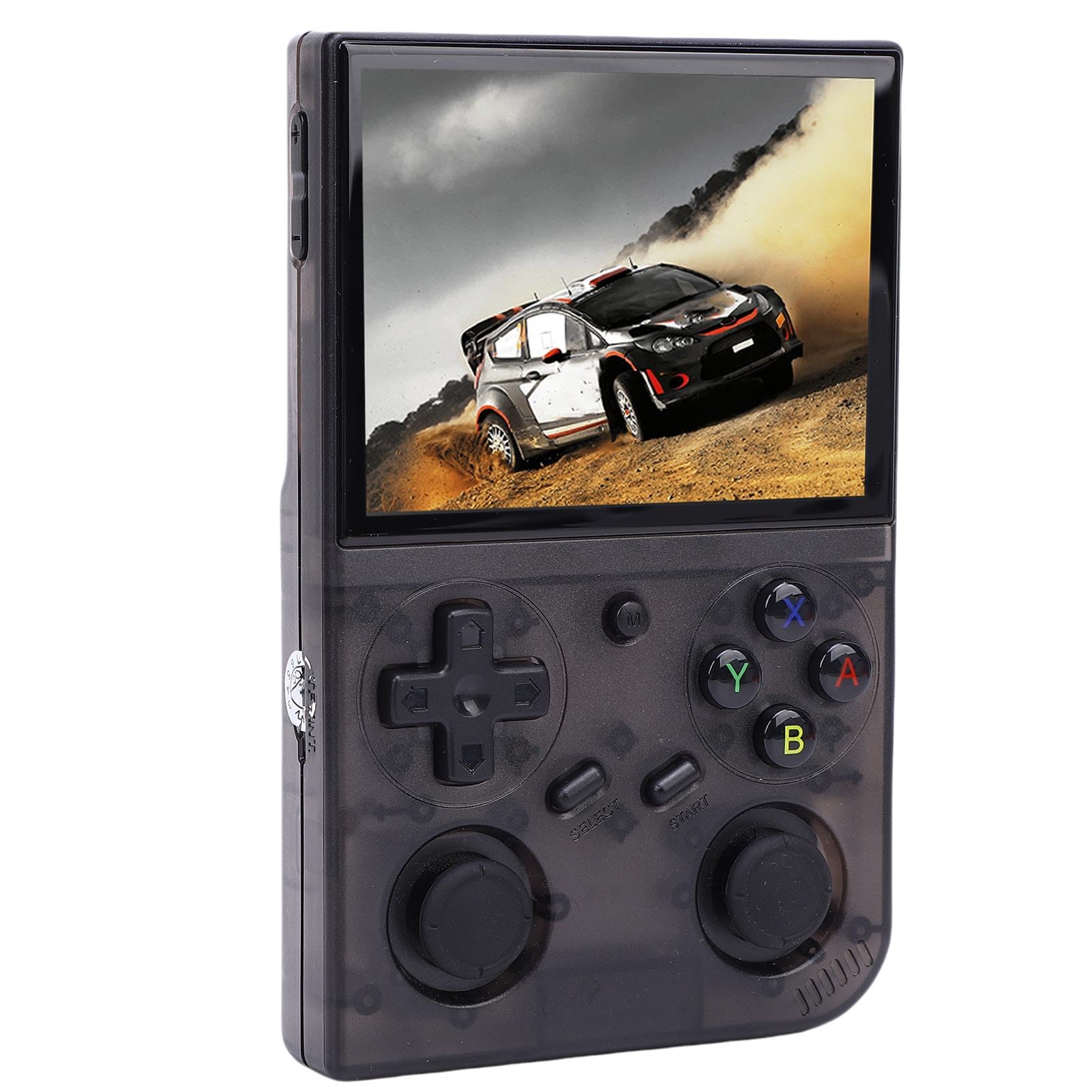 Retro-Spielekonsole, Dual-Joystick, 3,5-Zoll-Bildschirm, 64 GB Speicher, Tragbare Spielekonsole, 3200 MAh , Tragbares Videospiel mit -System (Transparentes Schwarz)