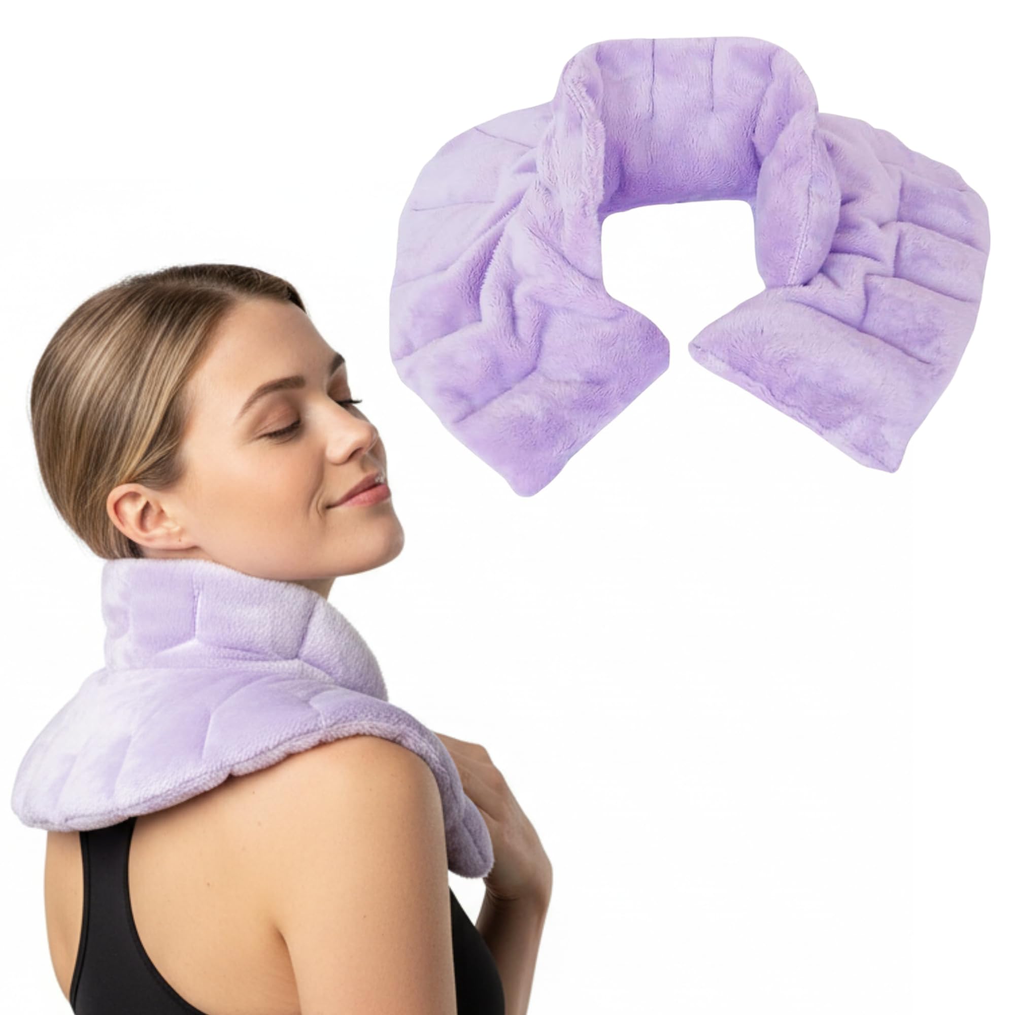 Microwaveable Neck and Shoulder Wrap – Lavender Aromatherapy Heating Pad for Pain Relief, Hot Cold Therapy – Natural Herbal Heat Pack for Stress, Muscle & Joint Tension