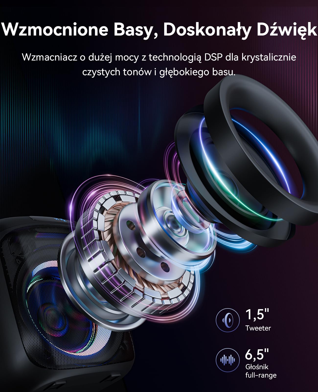 Karaoke GKS60 Dla Dorosłych, Imprezowy Głośnik Bluetooth Z 2 Mikrofonami
