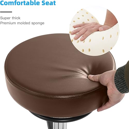 Miniatura 5 de Taburete rodante con ruedas, capacidad de peso de 400 libras, silla de pestañas resistente ajustable para tatuajes, laboratorio, masaje, spa,