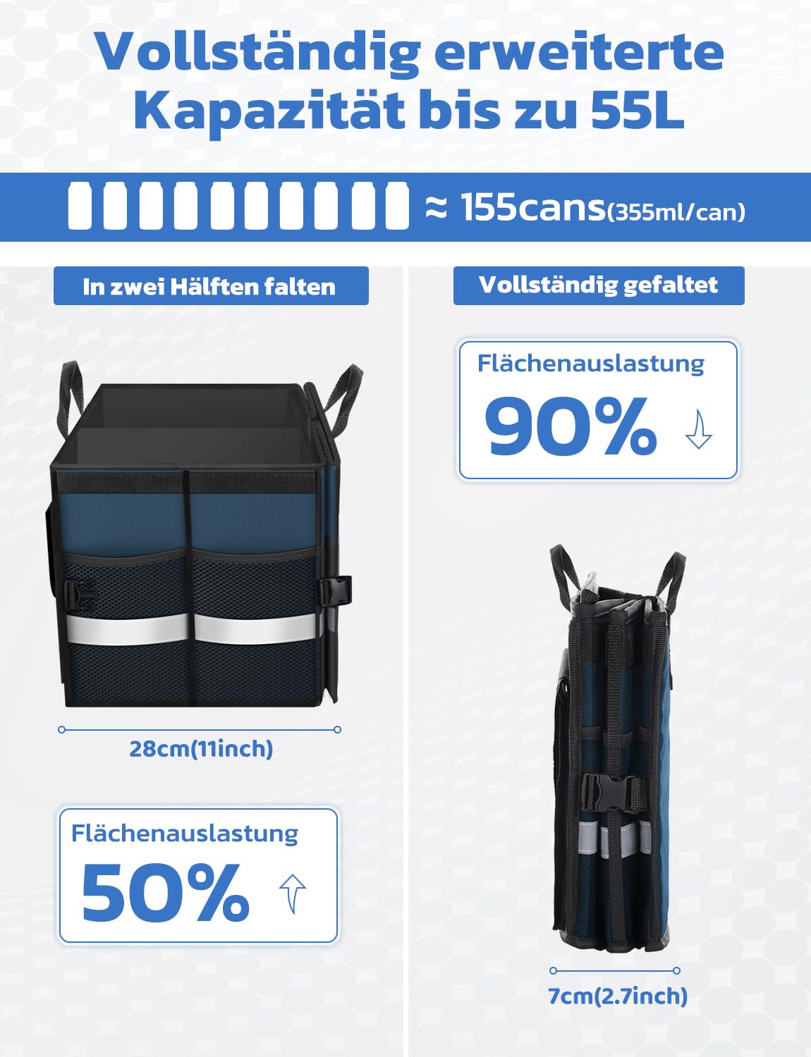 Tubibu Kofferraum-Organizer Mit Deckel - Faltbare Auto Tasche Schwarz