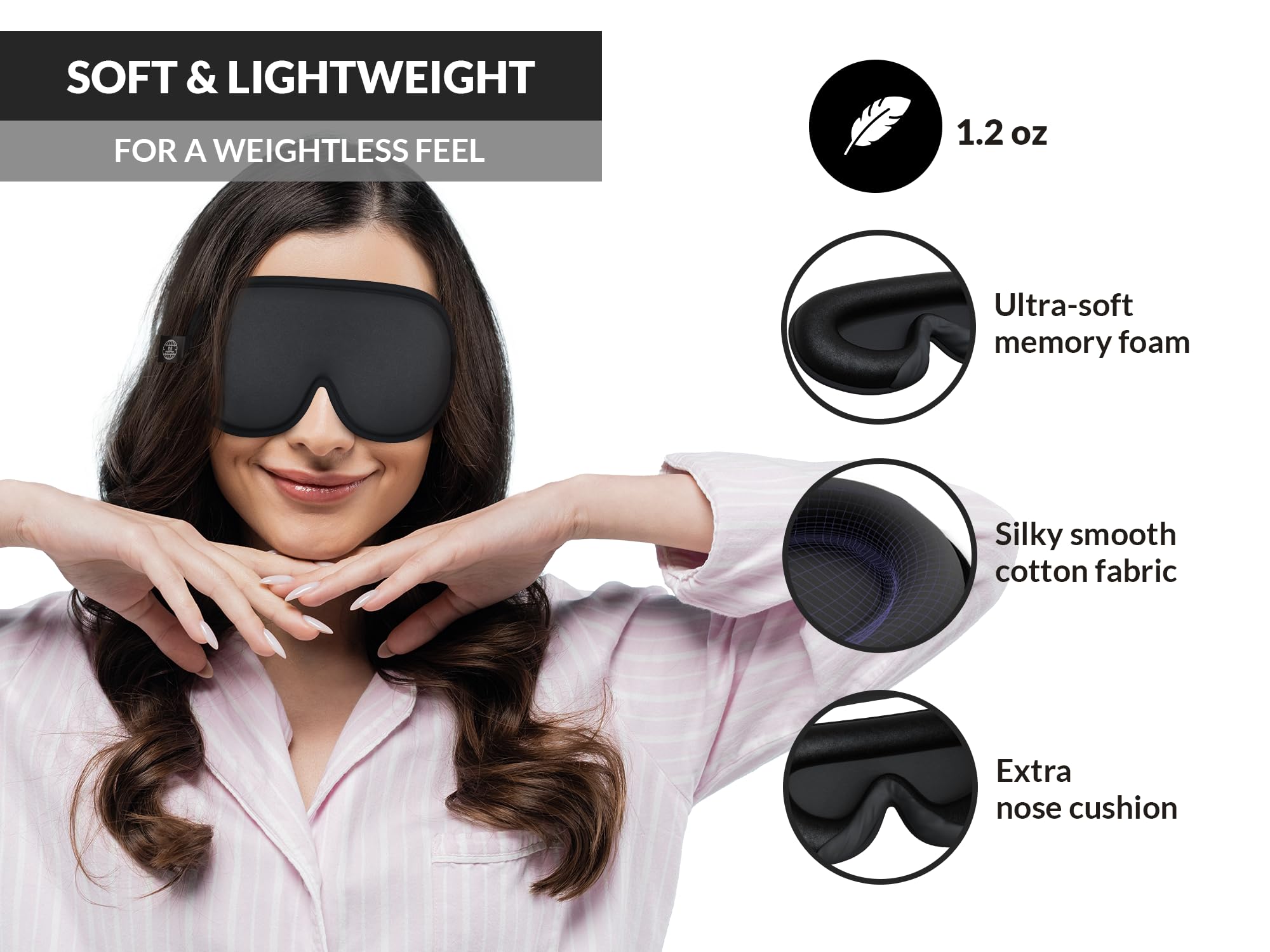 Antifaz para dormir 3D, máscara de dormir para hombres y mujeres, máscara de ojos moldeada cóncava para dormir, máscara de ojos suave y transpirable para extensiones de pestañas