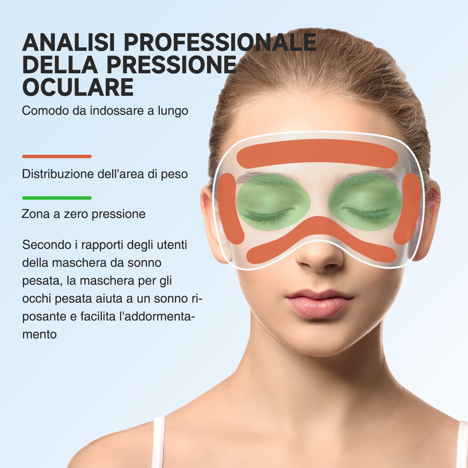 Umisleep 2026 Maschera per dormire ponderata per uomo e donna, 3D per alleviare la pressione, 100% con cinturino regolabile per viaggi, yoga, 120 g, Nero