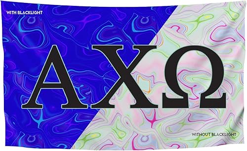 Miniatura 26 de Bandera griega de la hermandad y la fraternidad blacklight, 3 pies x 5 pies, Alpha Tau Omega