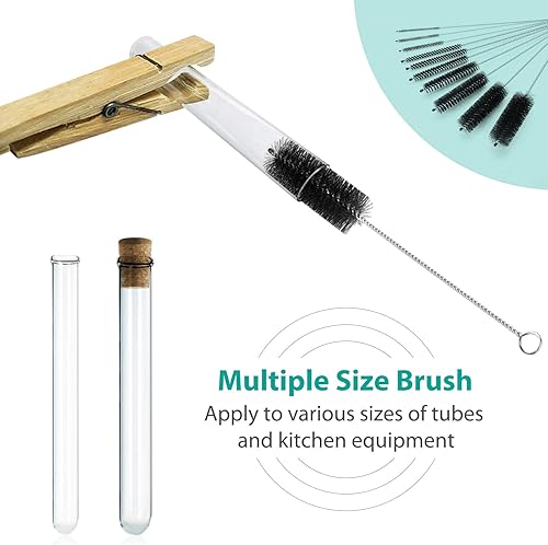 Miniatura 5 de CiaraQ Cepillos de limpieza de botellas, juego de cepillos de tubo de nailon de 8 pulgadas, limpiador para botellas de cuello estrecho, tazas con