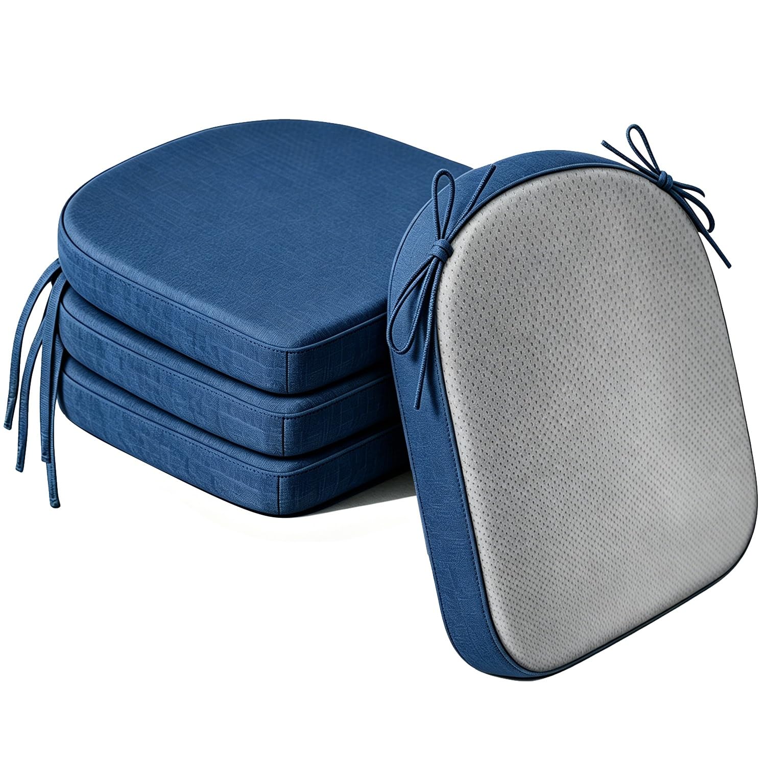 Cafusesdd Cafusedd Non-Slip Bottom with Ties Patio Chair Cushions, 4 Psc U-Shaped Splash-Proof Seat Cushion, Patio Cushions for Outdoor & Indoor Different Chairs(NavyBlue,17''*16'')