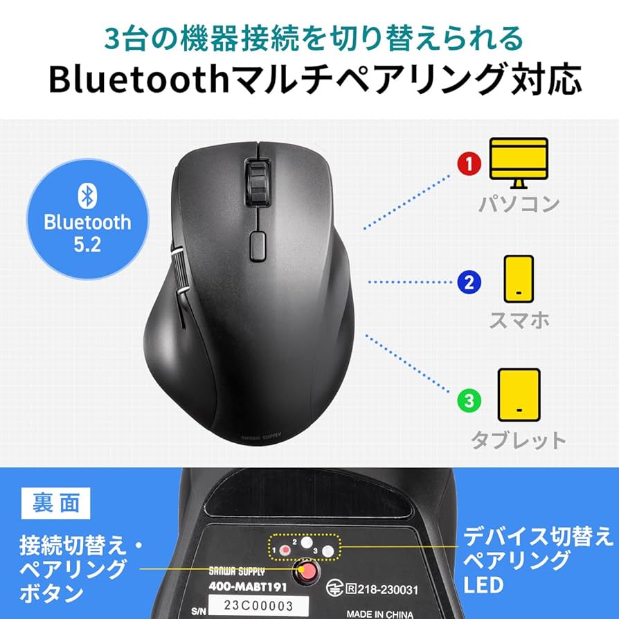 Amazon | サンワダイレクト Bluetooth マウス 横スクロール 充電