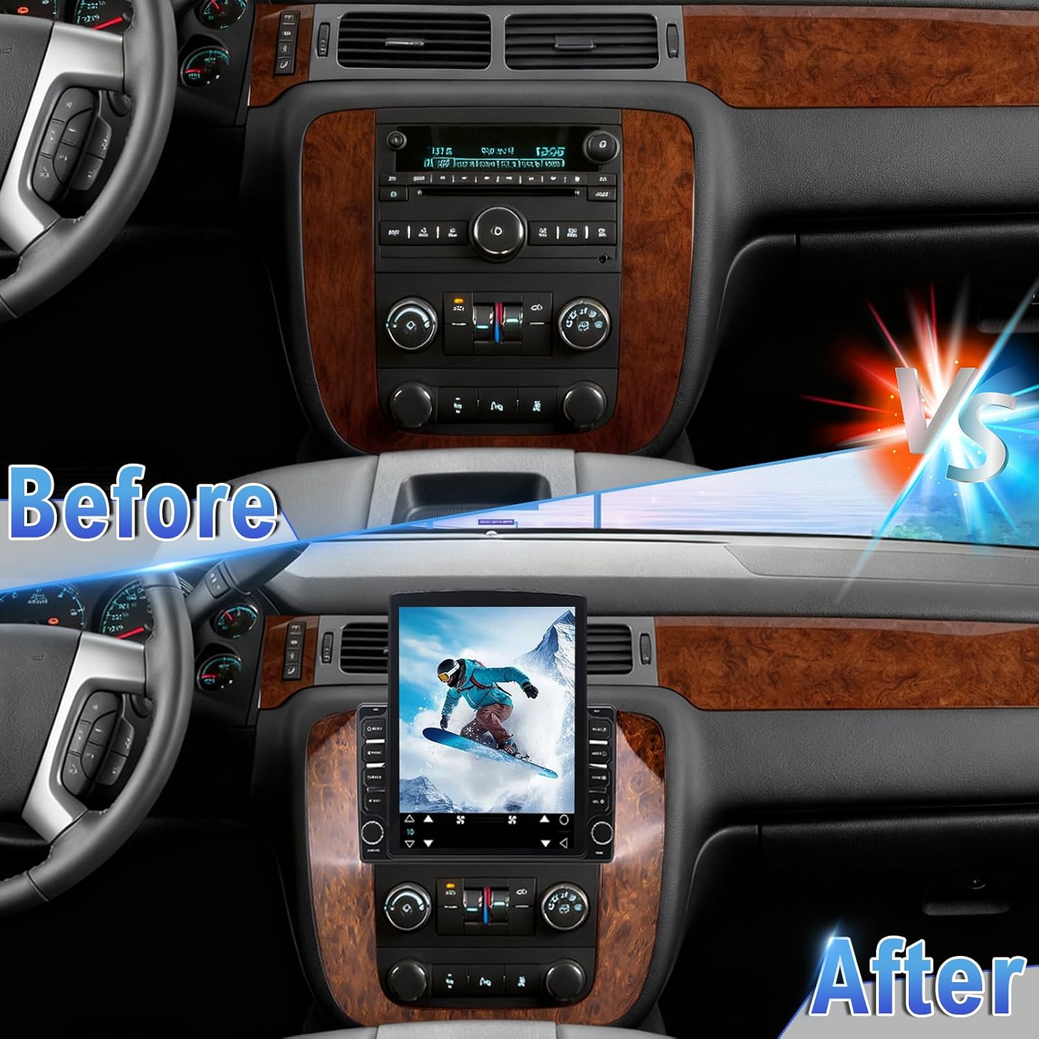 Android 14 Double Din Car Stereo Upgrade Radio for Chevrolet Avalanche 2007-2013,9.7" Touchscreen Wireless Carplay Android Auto GPS WiFi Bluetooth RDS DSP SWC Mirrorlink Mic Backup Camera