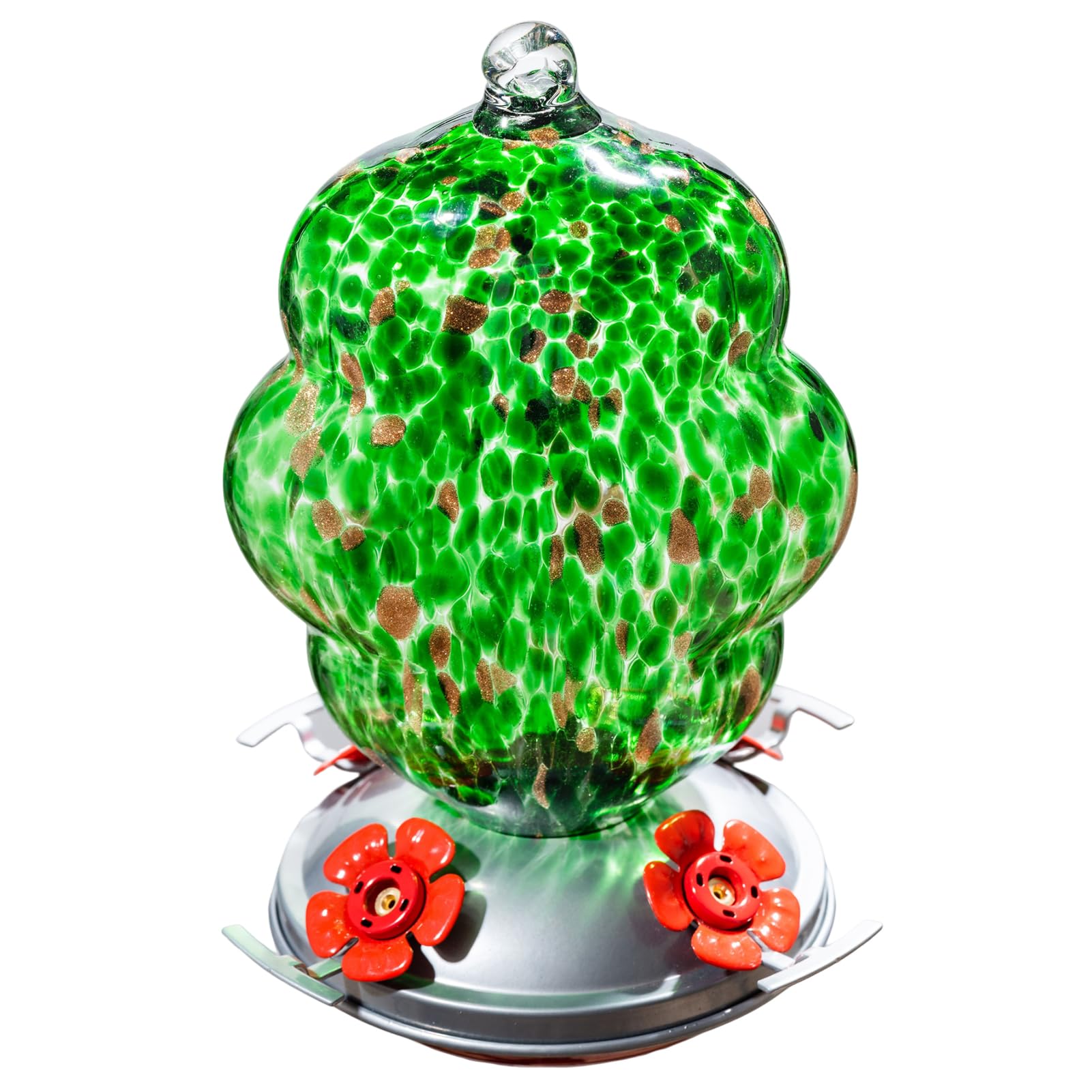 Muse Garden Blown Glass Hummingbird Feeder, cloud shaped Hummingbird Feeders for Outdoors Hanging ant and bee proof, Leakproof, Gardening Gifts for Women, Garden Decor, 24 oz, Green