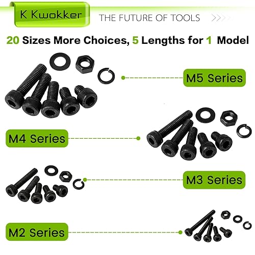 Miniatura 77 de Juego de tornillos y tuercas de cabeza de botón hexagonal de 24 tamaños M2 M3 M4 M5 de 0.31 a 0.99 pulgadas, kit de tuercas y tornillos de acero