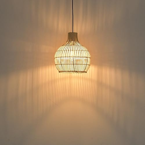 Miniatura 8 de Paquete de 3 lámparas colgantes de ratán de fax, mini lámpara colgante de ratán blanco tejida a mano de 10.24 pulgadas, lámpara colgante de mimbre