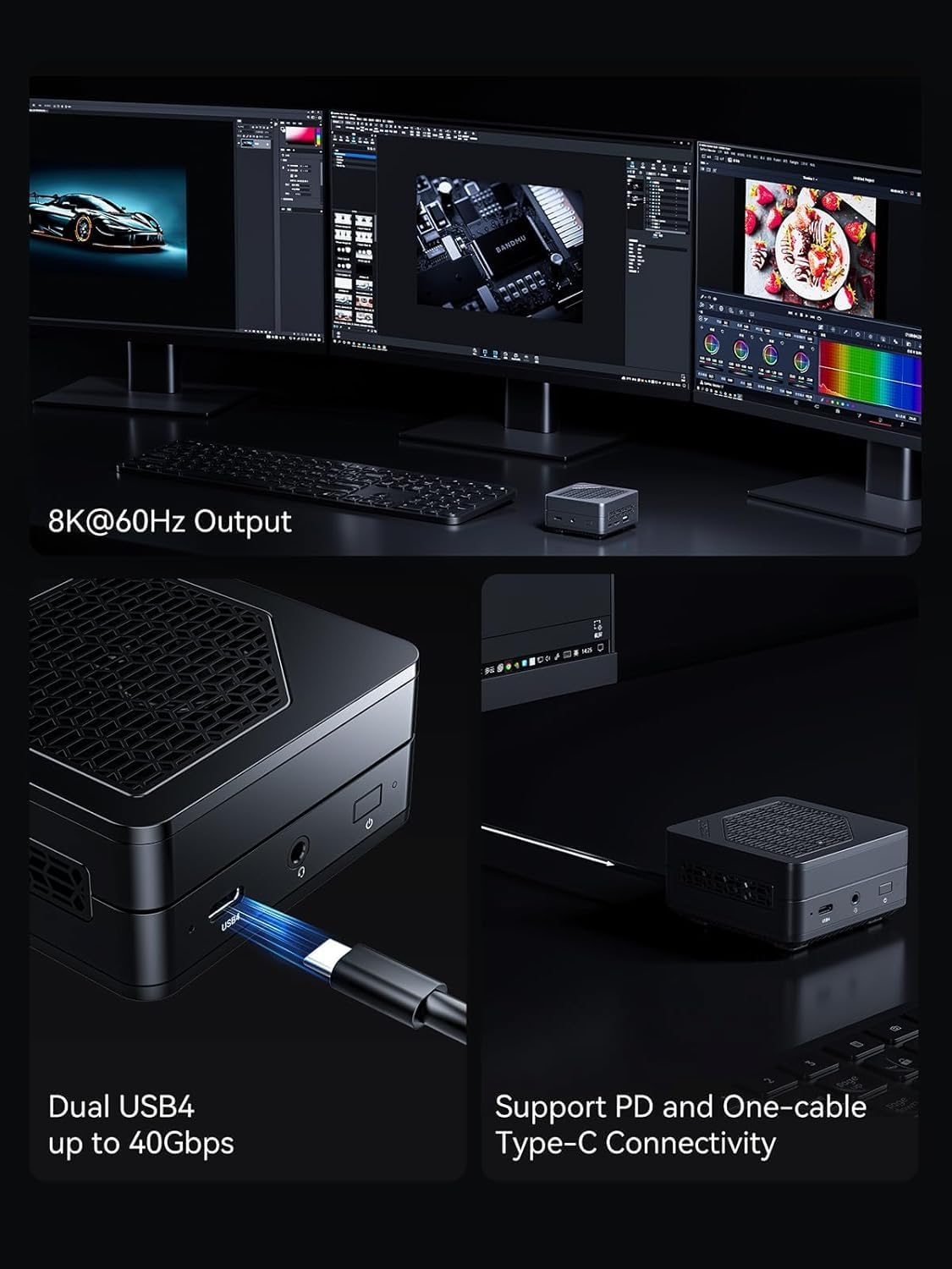 MINIS FORUM EM780 Mini PC, AMD Ryzen 7 7840U 8 Cores/16