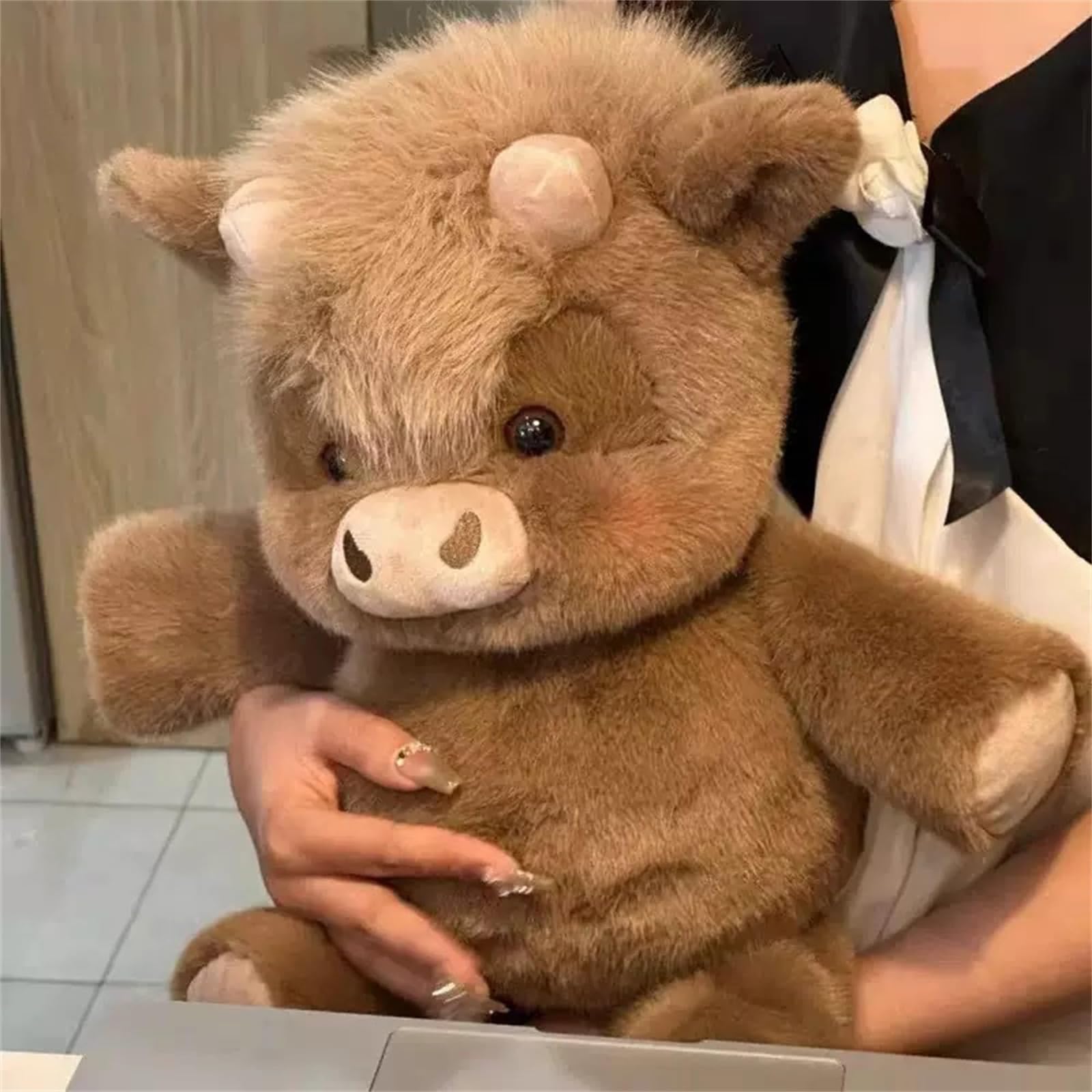 Running Cow Plush, Interactive Moving Legs Highland Stuffed Animal, Shaking Scottish Cattle Soft Doll, Stress Relief Toy for Cozy Couch Bed, 45cm/60cm brown 60cm