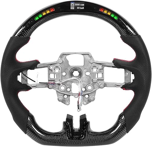 Miniatura 7 de Qiilu Volante de fibra de carbono, pantalla de luces LED de cambio para Ford Mustang V6 EcoBoost GT Shelby 2015-2017