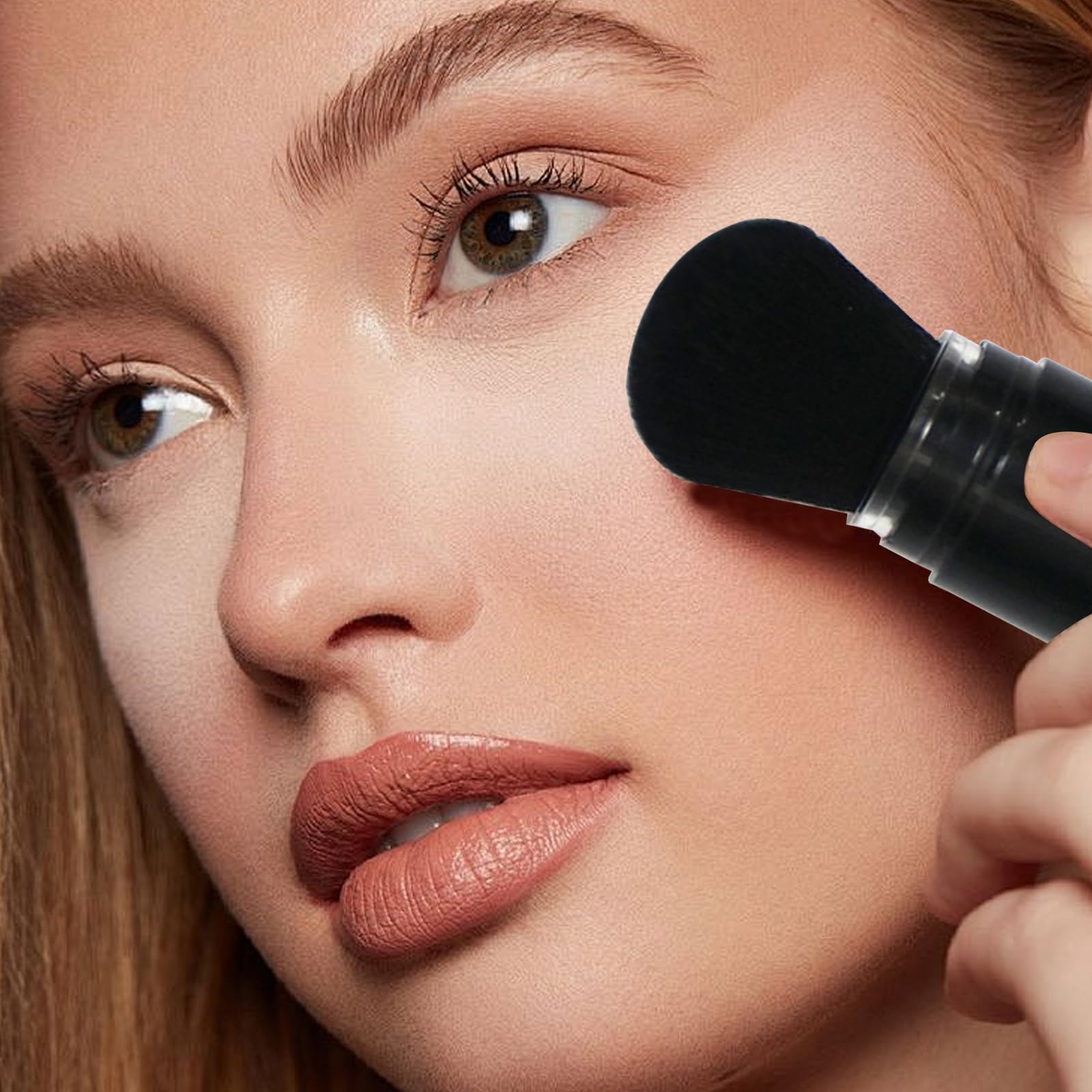 1Pc Helpful Refillable Powder Brush Ergonomic Handle Loose Unique Press-type Makeup Liquid Foundation for Powder Miss Blush Brush - Image 3