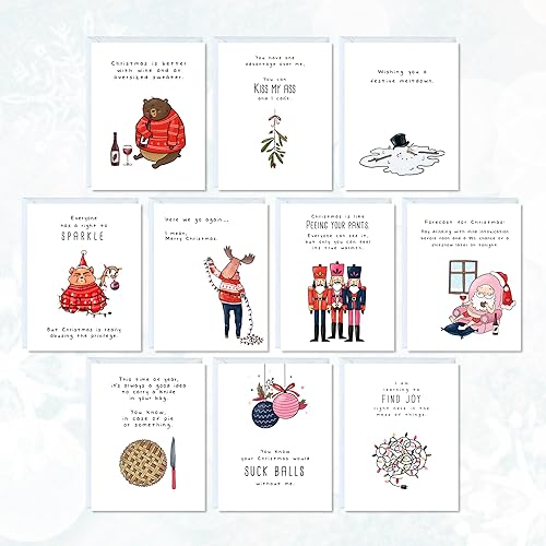 Miniatura 3 de Juego de tarjetas de Navidad divertidas de Navidad, paquete surtido, tarjetas de felicitación sarcásticas de Navidad de calidad 2023 (juego de 20