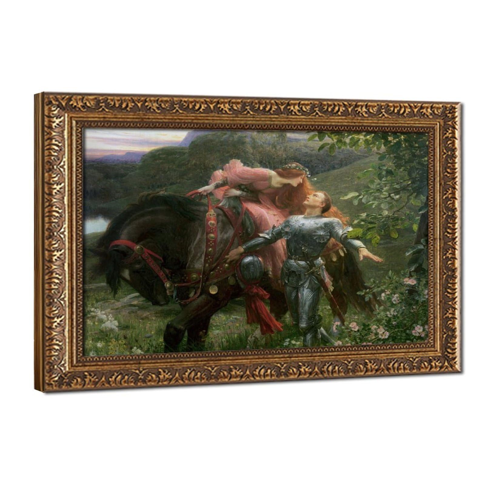 WCYB La Belle Dame Sans Merci by Sir Frank Dicksee Posters Prints Canvas Deco Paintings Wall Art Hangable Frame 24" L X 36" W