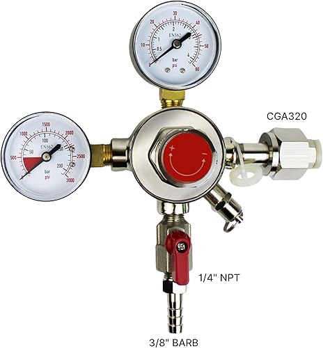 Miniatura 3 de HFS (R) Regulador comercial de CO2 - Válvula de cierre de doble calibre de Kegerator (2 productos)
