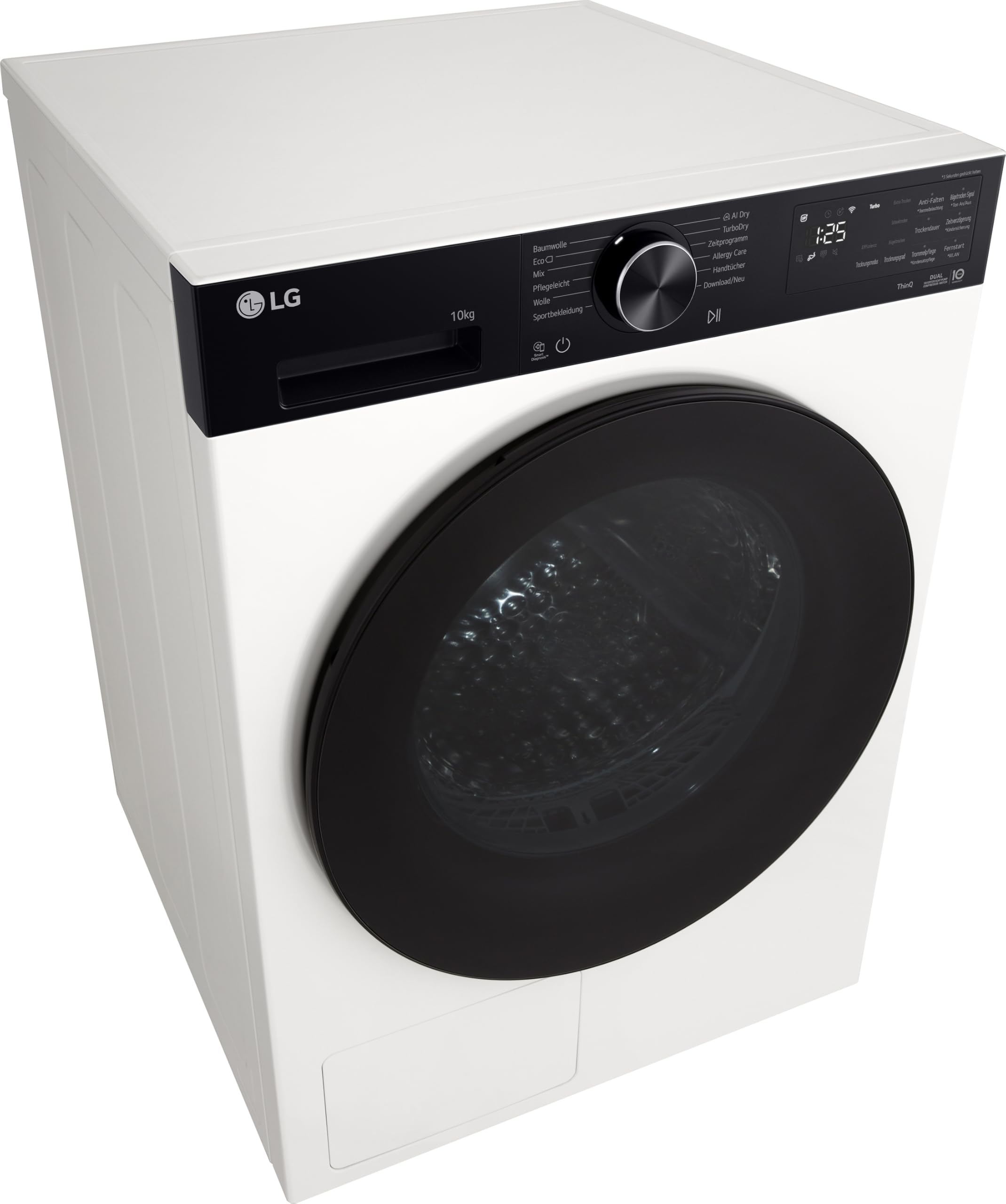 LG RT10X7P Wärmepumpen-Trockner (10 kg, Energieklasse C) mit AI Dry, TurboDry, selbstreinigendem Kondensator und ThinQ, Weiß