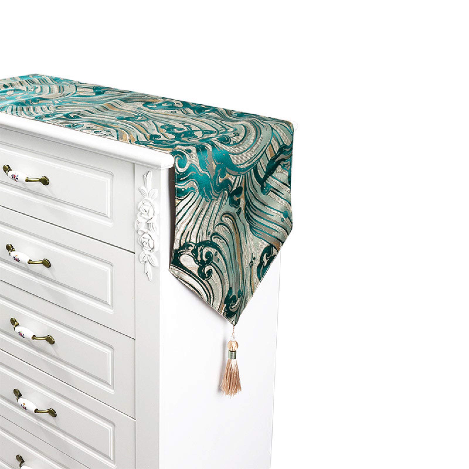 Skyinbags Table Runner Home Tablecloths,Classical Simple And Elegant Green Haiquan Xmas New Year Modern Table Bedding Mat For Kitchen Wedding Room Party Decoration