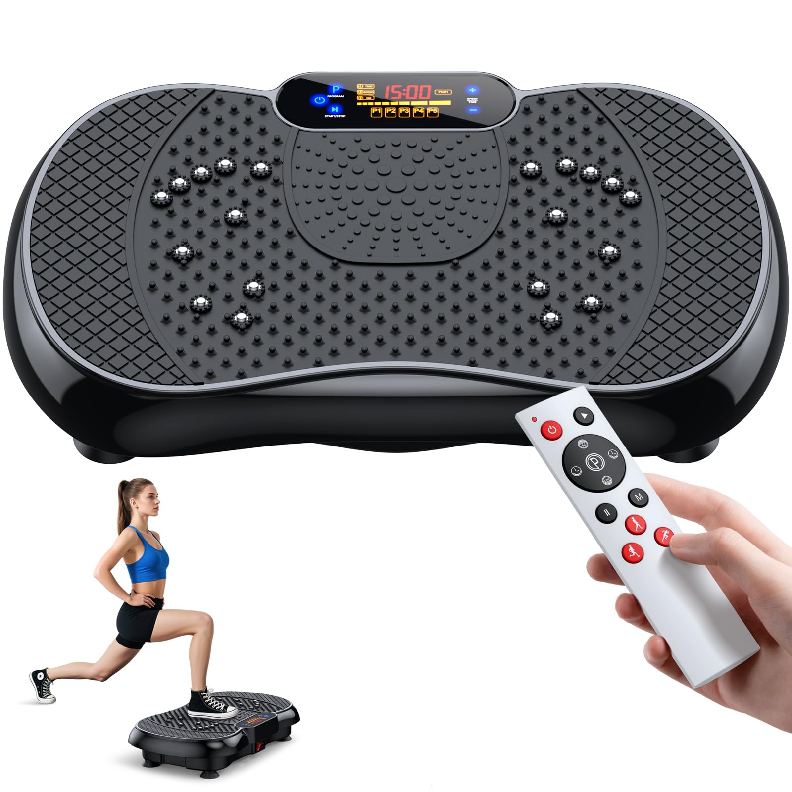 Vibration Plate Exercise Machine 2025 Upgraded Fitness Vibrating Lymphatic Drainage for Weight Loss 330Lbs, 999 Adjustable Speeds, Full-Body Shaker Workout Platform for Women Men, Sport Home Gym