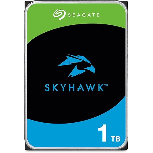 Seagate Skyhawk 1 TB Surveillance Internal Hard Drive HDD – 3.5 Inch Security Camera System with Drive Health Management, with 3 yr Rescue Data Recovery Services (ST1000VX013)