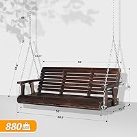 Vista 5 de VINGLI Columpio resistente de 880 libras para patio, porche, pintura de poliuretano, silla colgante con cadenas de seguridad ajustables, columpio