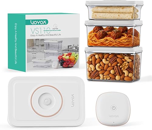 Sellador al vacío de mano para alimentos con 3 recipientes de vacío, mini y sellador al vacío portátil para conservación de alimentos, recargable e