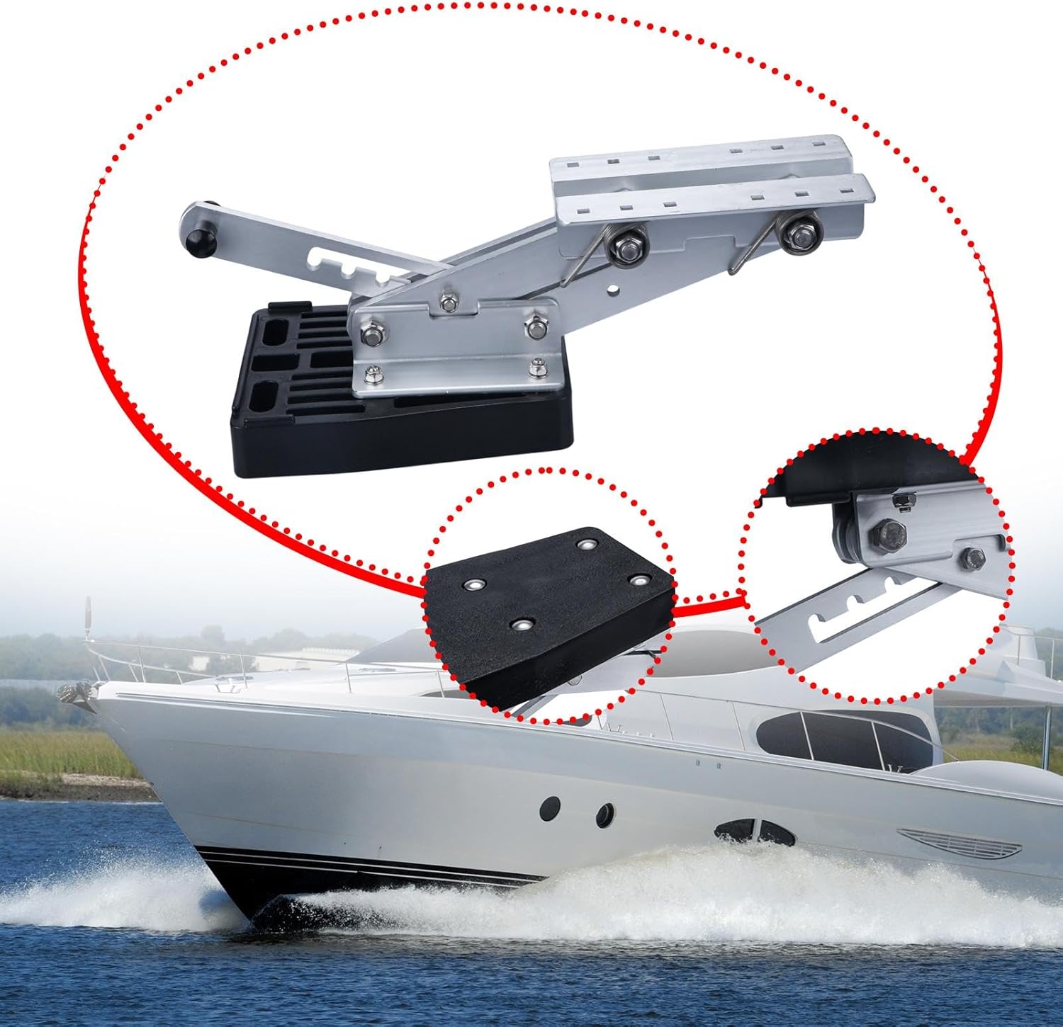 Outboard Motor Bracket Aluminum Bracket for Boat 2 Stroke Engines up to 20HP with 5 Stop Positions- Black Base